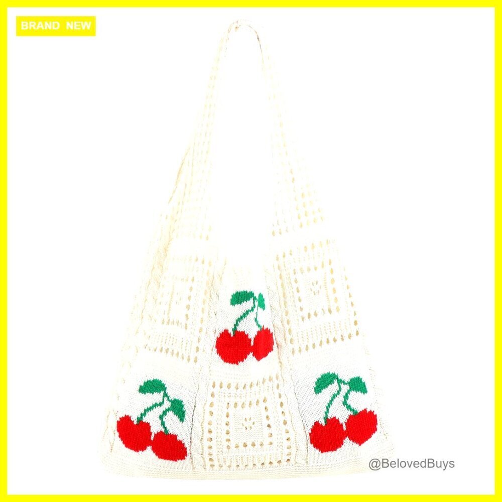 Crochet Mesh Tote Bag, Polyester Summer Beach Shoulder Bag, 8L Capacity